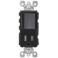 Product Image of Single-Pole Decora Combination Light Switch w/ Rocker & Receptacle - Black (120V)