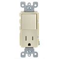 Product Image of Single-Pole Decora Combination Switch, Rocker & Receptacle - Light Almond (120V)