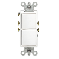 Product Image of Single-Pole, Double Rocker Decora Combination Switch, 20A - White (120/277V)