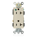 Product Image of Decora Plus Duplex Receptacle, Extra Heavy-Duty Hospital, 20A 125V NEMA 5-20R, 2P 3W (Ivory)
