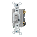Product Image of 20A, 120/277V Toggle Framed 3-way AC Quiet Switch, Commercial Spec Grade, Grounding, Side Wired, (Gray)
