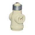 Product Image of Indoor Lampholder, 660W, 125V w/ Two 15A, 125V 2-pole, 2-wire Outlets (Ivory)