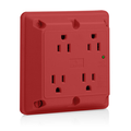 Product Image of 4-in-1 SuRGe Protective Quadruplex Receptacle Outlet,  15A, 125V Side Wire, NEMA 5-15R, 2-Pole, 3-Wire, Red