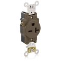 Product Image of Single Receptacle Outlet,  Smooth Face, 20A, 250V Back or Side Wire, NEMA 6-20R, 2-Pole, 3-Wire, Self-Grounding (Brown)