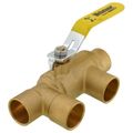 Product Image of 1" x 1" Pro-Pal Full Port Brass Ball Valve w/ Reversible Handle, Primary/Secondary Loop Purge Tee