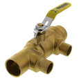 Product Image of 1-1/4" x 3/4" Pro-Pal Full Port Brass Ball Valve w/ Reversible Handle, Primary/Secondary Loop Purge Tee