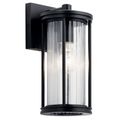 Product Image of Barras 11.5" 1 Light Outdoor Wall Light w/ Clear Ribbed Glass (Black)