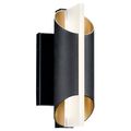 Product Image of Astalis 12" 1 LED Wall Light w/ Clear Ribbed Glass (Black) and Burnished Gold