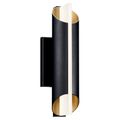 Product Image of Astalis 16" 1 LED Wall Light w/ Clear Ribbed Glass (Black) and Burnished Gold