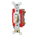 Product Image of 20A, 277V Toggle Lighted Handle, Illuminated Off Single-pole AC Quiet Switch, Self Grounding, Back & Side Wired, (Ivory)