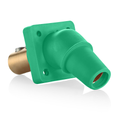 Product Image of 16 Series Female Panel Receptacle, Cam-Type, 45-Degree, Double Set Screw, Taper Nose, Cable Range- 2/0 to 4/0 AWG, 400A Max (Green)