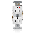 Product Image of Isolated Ground Duplex Receptacle Outlet,  Smooth Face,15A, 125V Back or Side Wire, NEMA 5-15R, 2-Pole, 3-Wire, Self-Grounding (White)