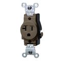 Product Image of Single Receptacle Outlet,  Smooth Face, 20A, 125V Side Wire, NEMA 5-20R, 2-Pole, 3-Wire, Grounding (Brown)