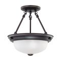 Product Image of 2 Light 11" Semi-Flush w/ Frosted White Glass