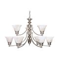 Product Image of Empire 9 Light 32" Chandelier w/ Alabaster Glass Bell Shades 2 Tier