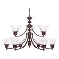 Product Image of Empire 9 Light 32" Chandelier w/ Alabaster Glass Bell Shades 2 Tier