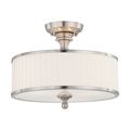 Product Image of Candice 3 Light Semi-Flush Fixture w/ Pleated White Shade
