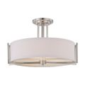 Product Image of Gemini 3 Light Semi-Flush Fixture w/ Slate Gray Fabric Shade