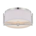 Product Image of Gemini 2 Light Flush Dome Fixture w/ Slate Gray Fabric Shade