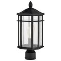 Product Image of Raiden Collection Outdoor 18 inch Post Light Pole Lantern Matte Black Finish w/ Clear Seedy Glass