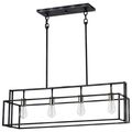 Product Image of Lake 4 Light Island Pendant Iron Black w/ Brushed Nickel Accents Finish
