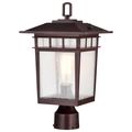 Product Image of Cove Neck Collection Outdoor Large 16 inch Post Light Pole Lantern Rustic Bronze Finish w/ Clear Seeded Glass
