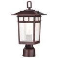 Product Image of Cove Neck Collection Outdoor Medium 14 inch Post Light Pole Lantern Rustic Bronze Finish w/ Clear Seeded Glass