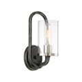 Product Image of 1 Light Sherwood Wall Sconce Iron Black w/ Brushed Nickel Accents Finish Clear Glass Lamp Included