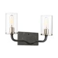 Product Image of Sherwood 2 Light Vanity 16" Iron Black w/ Brushed Nickel Accents