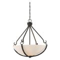 Product Image of 4 Light Sherwood Pendant Iron Black w/ Brushed Nickel Accents Finish Frosted Etched Glass
