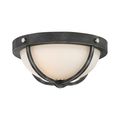 Product Image of 2 Light Sherwood Flush Mount Fixture Iron Black w/ Brushed Nickel Accents Finish Frosted Etched Glass