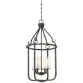 Product Image of 4 Light Sherwood Caged Pendant Iron Black w/ Brushed Nickel Accents Finish Clear Glass Lamps Included