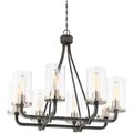 Product Image of 8 Light Sherwood Chandelier Iron Black w/ Brushed Nickel Accents Finish Clear Glass Lamps Included