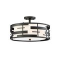 Product Image of Lansing 3 Light Semi Flush w/ White Fabric Shade and Opal Diffuser