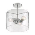Product Image of Sommerset 3 Light Semi-Flush Fixture Brushed Nickel Finish w/ Clear Glass