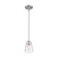 Product Image of Bransel 1 Light Mini Pendant Fixture Brushed Nickel Finish w/ Clear Seeded Glass
