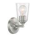 Product Image of Bransel 1 Light Vanity Fixture Brushed Nickel Finish w/ Clear Seeded Glass