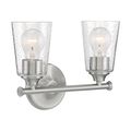 Product Image of Bransel 2 Light Vanity Fixture Brushed Nickel Finish w/ Clear Seeded Glass
