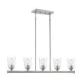 Product Image of Bransel 5 Light Island Pendant Fixture Brushed Nickel Finish w/ Clear Seeded Glass