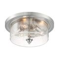 Product Image of Bransel 3 Light Flush Mount Fixture Brushed Nickel Finish w/ Clear Seeded Glass