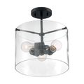 Product Image of Sommerset 3 Light Semi-Flush Fixture Matte Black Finish w/ Clear Glass
