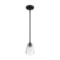 Product Image of Bransel 1 Light Mini Pendant Fixture Matte Black Finish w/ Clear Seeded Glass