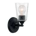 Product Image of Bransel 1 Light Vanity Fixture Matte Black Finish w/ Clear Seeded Glass