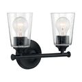 Product Image of Bransel 2 Light Vanity Fixture Matte Black Finish w/ Clear Seeded Glass