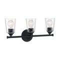 Product Image of Bransel 3 Light Vanity Fixture Matte Black Finish w/ Clear Seeded Glass