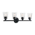 Product Image of Bransel 4 Light Vanity Fixture Matte Black Finish w/ Clear Seeded Glass