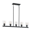 Product Image of Bransel 5 Light Island Pendant Fixture Matte Black Finish w/ Clear Seeded Glass