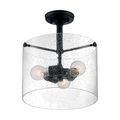 Product Image of Bransel 3 Light Semi-Flush Fixture Matte Black Finish w/ Clear Seeded Glass