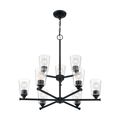Product Image of Bransel 9 Light Chandelier Fixture Matte Black Finish w/ Clear Seeded Glass