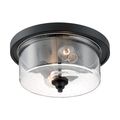 Product Image of Bransel 2 Light Flush Mount Fixture Matte Black Finish w/ Clear Seeded Glass